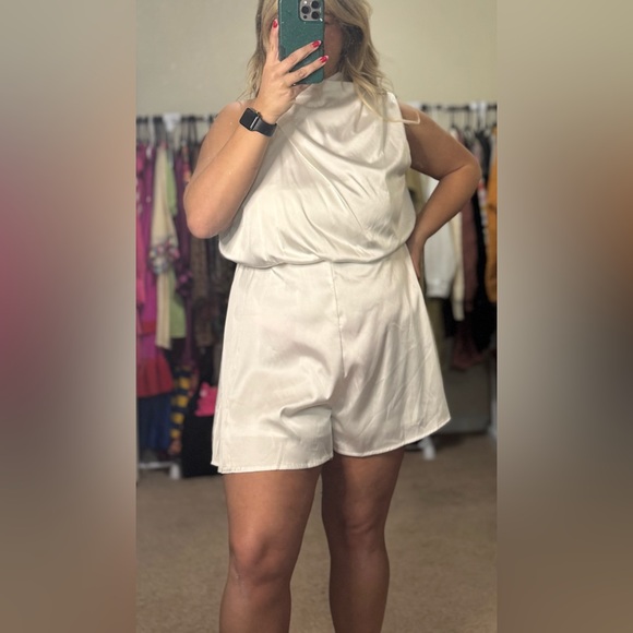 White Satin Romper - Picture 3 of 10